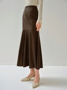 Enchnt Damen unifarbener, minimalistischer, lässiger Rock