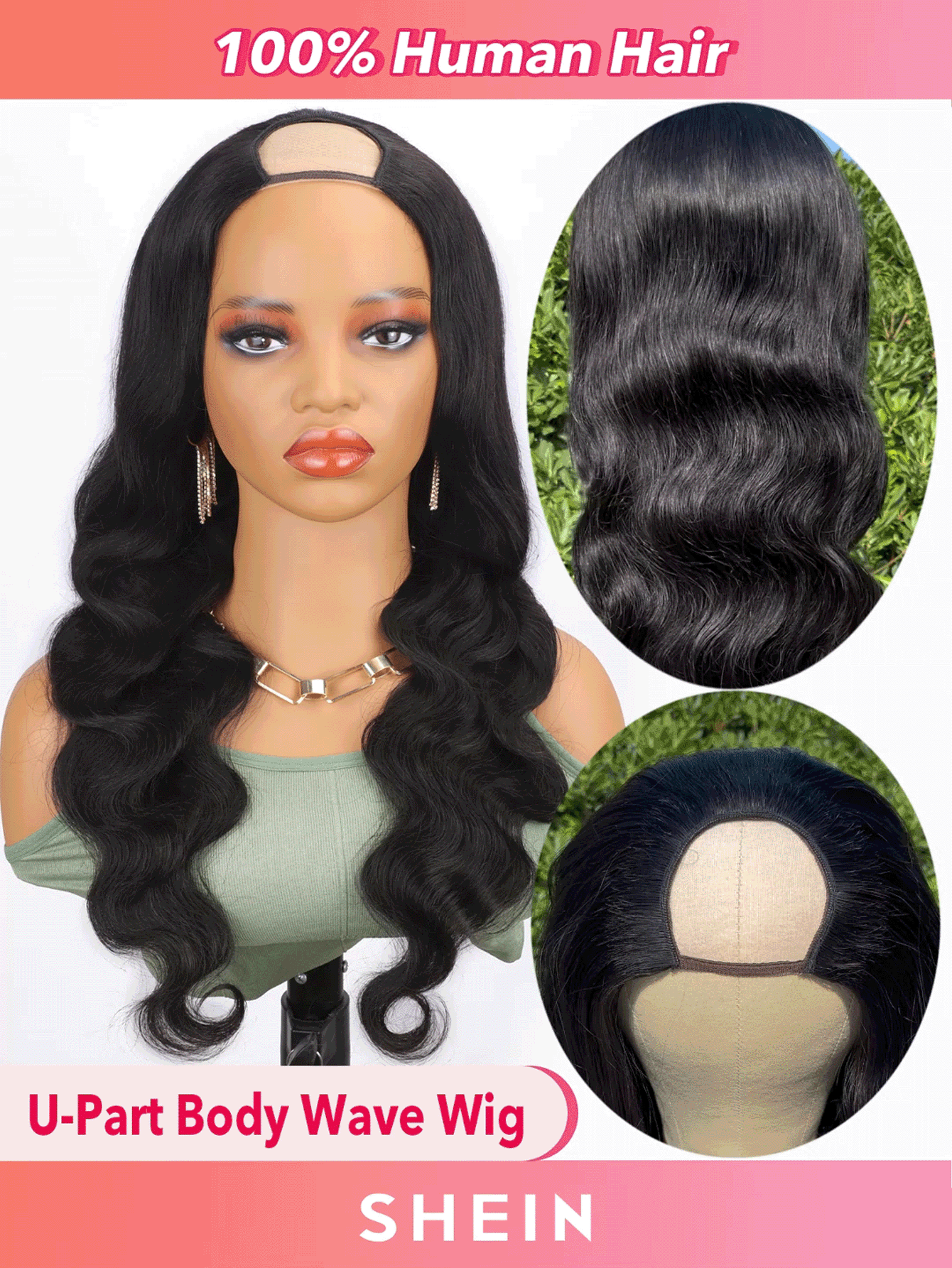 U-formad peruk med vågigt hår, äkta hår för , U-formad peruk med lim, äkta hårspännen, uppgraderad peruk med naturligt hår, nybörjarvänlig, mittenformad peruk med vågigt hår - SNatural - Visa 2