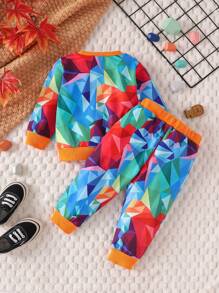 2 chiếc Bộ áo nỉ và quần thể thao in hình con hổ đầy màu sắc sành điệu dành cho bé trai, thời trang đường phố hợp thời trang để chụp ảnh & dự tiệc - trái cam - Xem 2