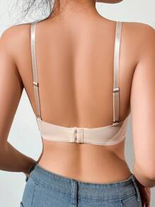 3 piezas Sujetador sin costuras de color liso con almohadillas extraíbles