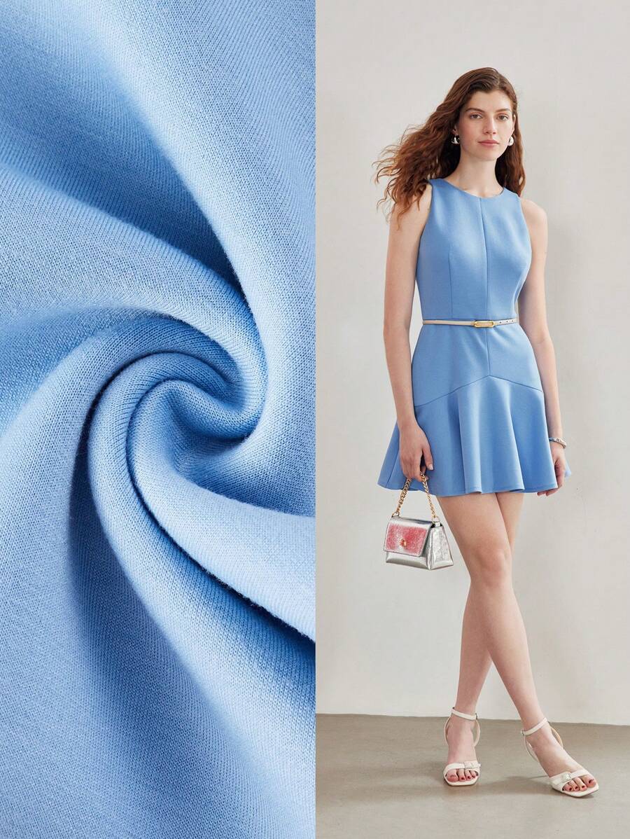 MOTF STUDIO SOLID FLOWY HEM SHORT DRESS WITHOUT BELT