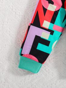 Sparklyn 2 件套青少年女孩时尚字母印花运动衫和紧身裤套装 - 綠色 - 查看 7