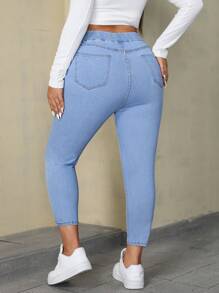 SHEIN EZwear Plus Size Casual Washed Skinny Fit Jeans