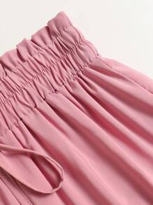 纯色多层褶裥松紧腰半身裙，度假风