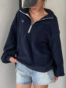 DAZY 女士立领半开宽松羊毛衫