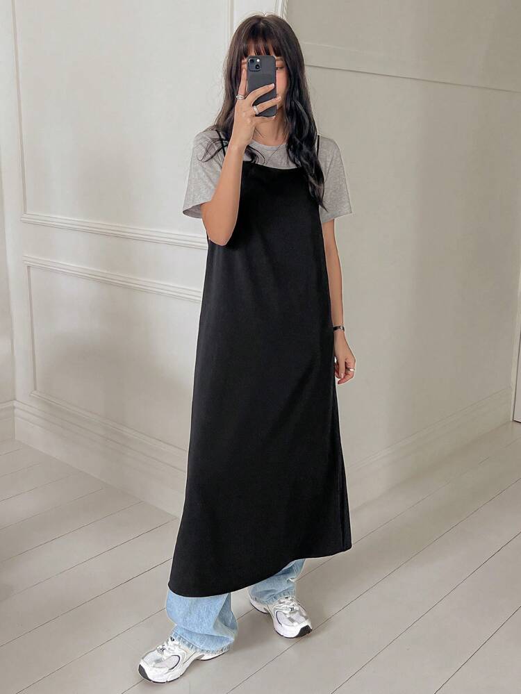 Women's Casual Solid Color Sleeveless Dress, Spring & Summer Sundress Maxi Dress