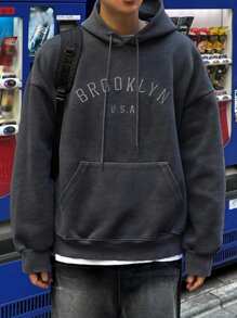 DAZY 男士秋季字母刺绣连帽衫