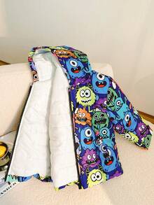 SHEIN Áo khoác có mũ trùm đầu in hình quái vật dễ thương cho bé trai từ 4-7 tuổi, thích hợp mặc khi đi chơi và đi học vào mùa đông, mùa thu và mùa xuân - Nhiều màu - Xem 12