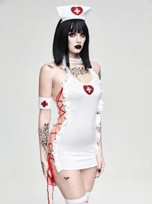 ROMWE Anime 万圣节角色扮演性感护士制服套装