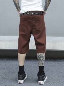 Manfinity Roghcode Herren Einfache Denim Jacke in Unifarbe für den täglichen Gebrauch - Bordeaux - Übersicht 2