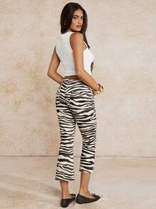 Forever 21 Women's Zebra Print Flared 3/4 Length Pants - Multicolor - View 4