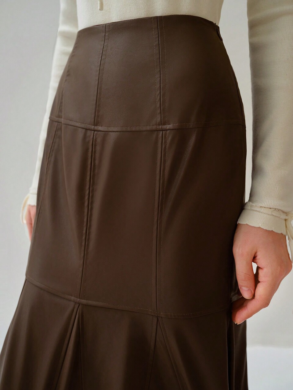Fall Winter Women's Solid Color Minimalist Casual PU Skirt,Winter Skirt,Fall Winter  Women's Clothing