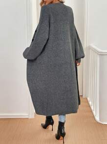 Chiquease Long Casual Cardigan With Double Pockets, Mixed Fabric, Autumn/Winter Thermal