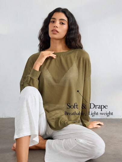 Ocili Top sencillo para uso diario en la casa de unicolor para mujer