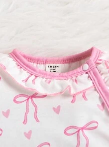 SHEIN 3-teiliges Set Baby Mädchen Schlafanzug mit Schmetterling Muster, weiß, Langarm, mit Romper, Hut und Lätzchen