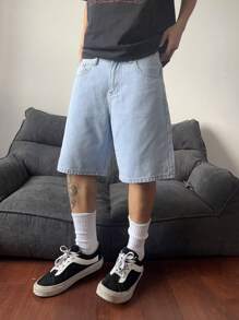 STEELVANCE Men's Casual Wide Leg Denim Shorts, Summer Plain Denim Jorts Baggy Light Blue Denim Shorts, For Husband, Boyfriend Gifts Work Going Out Urban Vacation College