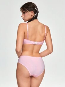 ROMWE Kawaii Women's Cute Plush Bear Wireless Bra Set, Kawaii