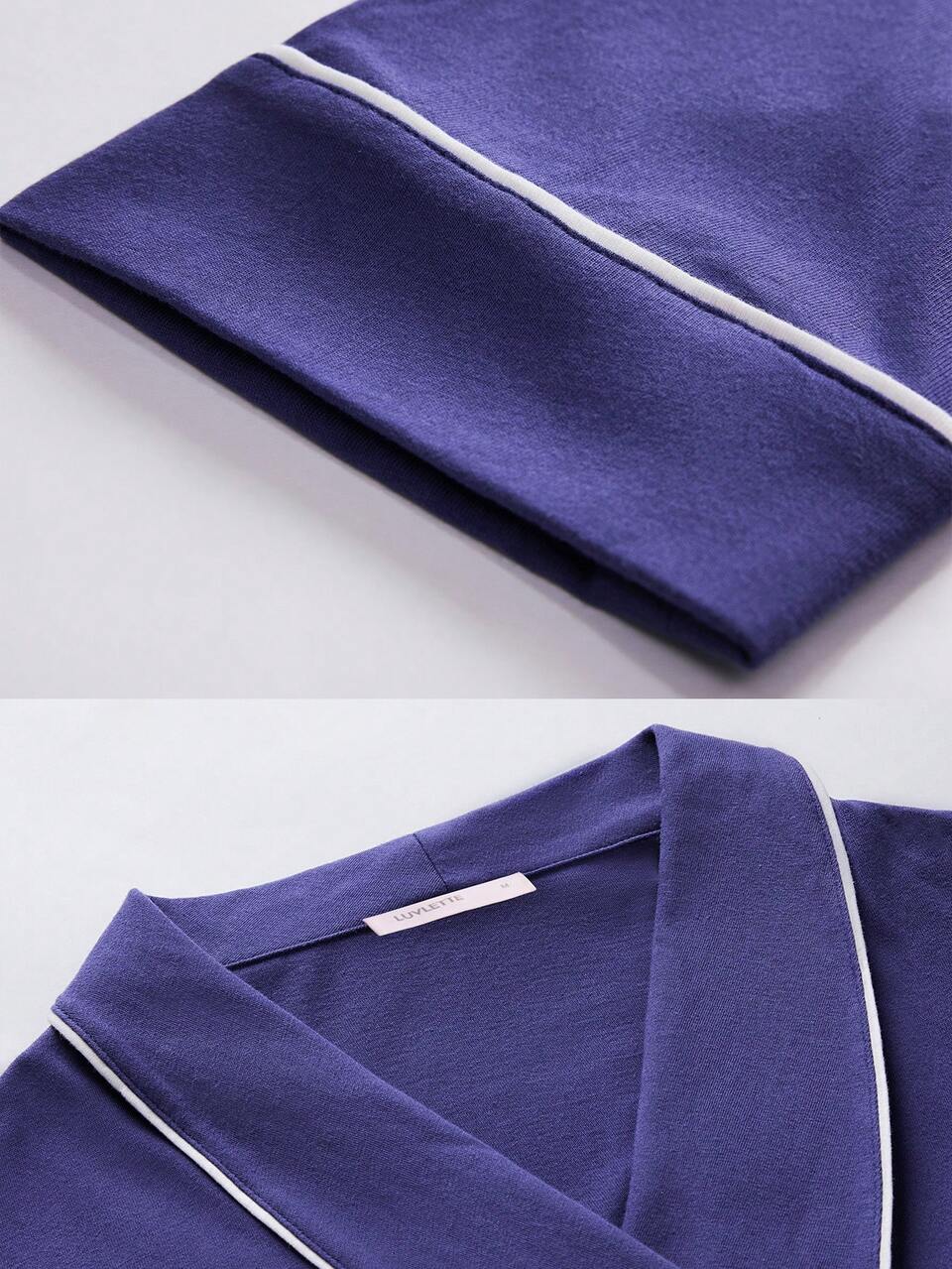 Cotton Basic PJ Set With Tie-Waist Top & Pants