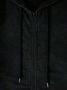 ROMWE MEN Street Life 男士休閒雪花炸拉鍊連帽衫 - 黑色 - 查看 5