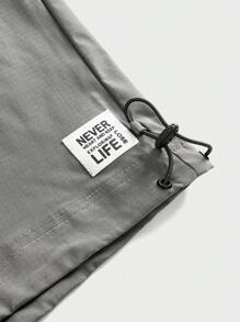 Manfinity VCAY Men's Loose Drawstring Waist Woven Shorts, Summer - Grey - View 5