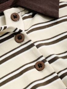 FRIFUL 女士宽松条纹 Polo 领长袖休闲 T 恤，春夏、秋季服装 - 彩色 - 查看 3