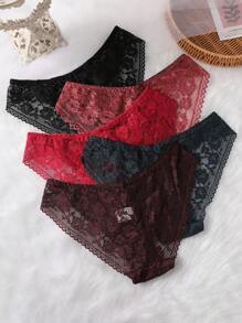 5pcs/Pack Women Lace Trim Panties - Multicolor - View 3