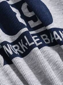 Dazy Plus Áo thun tay ngắn in chữ tương phản cỡ lớn, áo thun khổ lớn in khẩu hiệu mùa xuân/hè, áo thun họa tiết - Xám - Xem 5