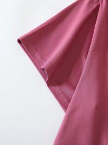 SHEIN LUNE Plus Women's Slogan Graphic Summer Crew-Neck T-Shirt Graphic Tees Women Tops