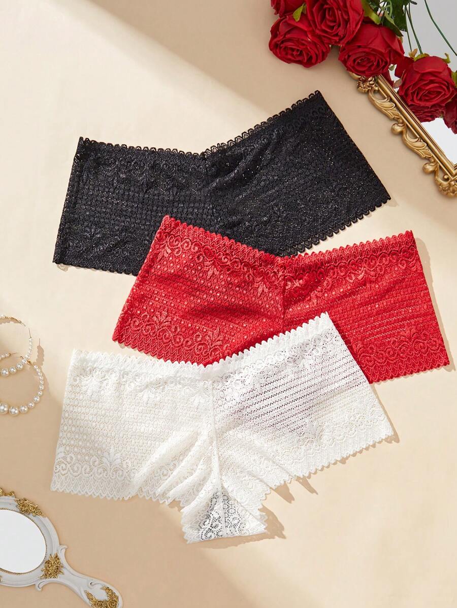 3pcs/Pack Plus Size Women's Lace Underwear | SHEIN USA