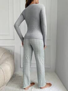 RueChic Butterfly And Plaid Print PJ Set - Multicolor - View 2