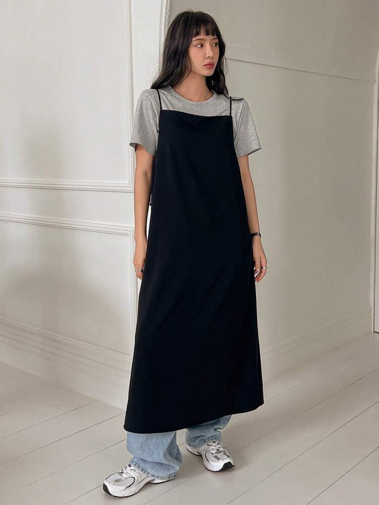 Women's Casual Solid Color Sleeveless Dress, Spring & Summer Sundress Maxi Dress