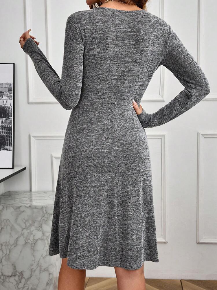 Round-Neck Long-Sleeve Dress, Autumn Women's Dress,Spring Outfit Women