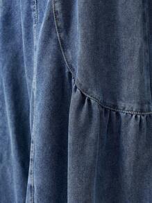 Bohemela Vacation Print Patchwork Loose Wide Leg Jeans For Women - Navy Blue - View 8