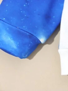 2 件套年轻男孩休闲运动学院街头时尚宇航员图案运动衫和裤子套装，适合日常穿着、上学、郊游、运动、春秋季节 - 彩色 - 查看 6