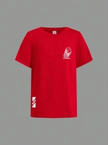 SHEIN Conjunto de 4 peças para meninos, camisetas soltas, casuais, com estampa gráfica, gola redonda, manga curta