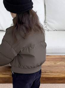 Dazy Kids Girls Solid Color Jacket, Young Girl Fall Clothes - Grey - View 2