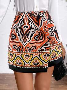 SHEIN Unity 女士复古印花简约休闲半身裙