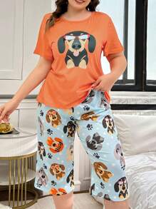 Conjunto de ropa de dormir de 2 piezas talla grande con estampado - Multicolor - Ver 3