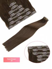 Seamless Clip Ins 115g Silky Straight 2 Dark Brown PU Seamless 7PCS Clip In Human Hair Extensions Clip Ins Hair Extensions