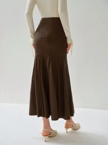 Enchnt Damen unifarbener, minimalistischer, lässiger Rock