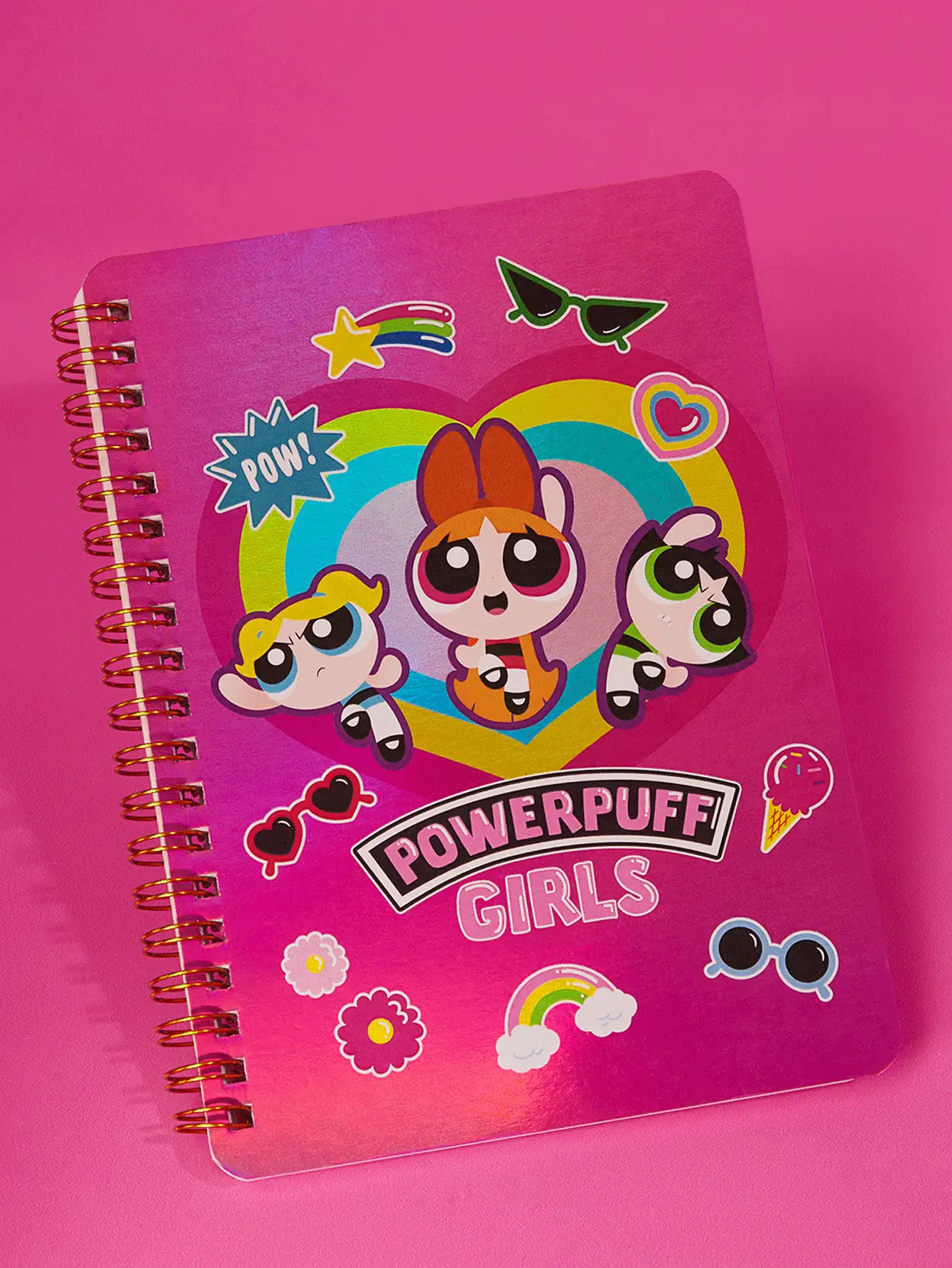 THE POWERPUFF GIRLS X SHEIN 1 Pc Cute Cartoon Figure Blossom, Bubbles, Buttercup & Heart Printed Coil Notebook, Suitable For School, Valentine's Day, Y2k - Red - View 2