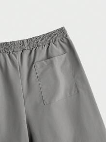 Manfinity VCAY Men's Loose Drawstring Waist Woven Shorts, Summer - Grey - View 4