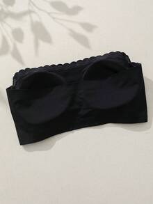 SHEIN حمالة صدر لاسلكية بسيطة، مريحة، بدون غرز، مانعة للانزلاق، قابلة للتعديل لأحجام كبيرة - الأسود - مشاهدة 2