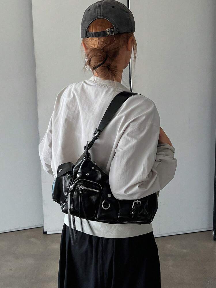 Relaxed Fit Letter Print Long Sleeve Pocket Sweatshirt For Women,Fall Clothes