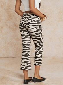 Forever 21 Women's Zebra Print Flared 3/4 Length Pants - Multicolor - View 2