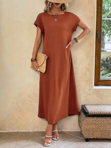 EMERY ROSE 女式纯色简约休闲短袖连衣裙