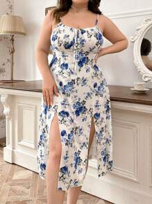 CottageSlumber Camisón con estampado floral, cordón con ajuste frontal, ajustable, talla grande para mujer, ideal para vacaciones