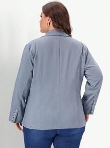 EMERY ROSE Damen Lässig Blazer Jacke in Große Größen mit Kragen, Knopf, in Blau für den Herbst, Business Lässig Damen mit Taschen - Blau - Übersicht 4