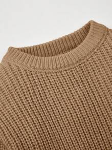 Cozy Pixies 女婴休闲套头圆领长袖毛衣 - 卡其色 - 查看 4