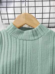 SHEIN Elladie kids 年轻女孩通勤学校不对称吊带连衣裙套装 - 墨綠色 - 查看 4